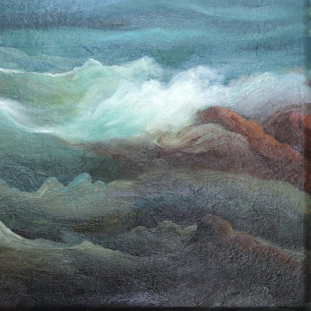 Textile Crossing California - Original Large California Coast Oceanscape Oil Painting For Sale - Image 7 of 9
