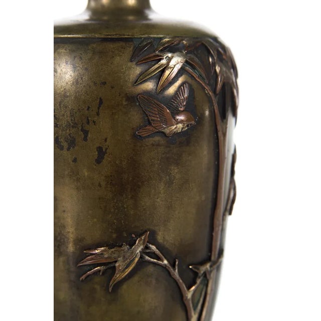 Brown 19th C. Japanese Metal Meiji Vase For Sale - Image 8 of 9