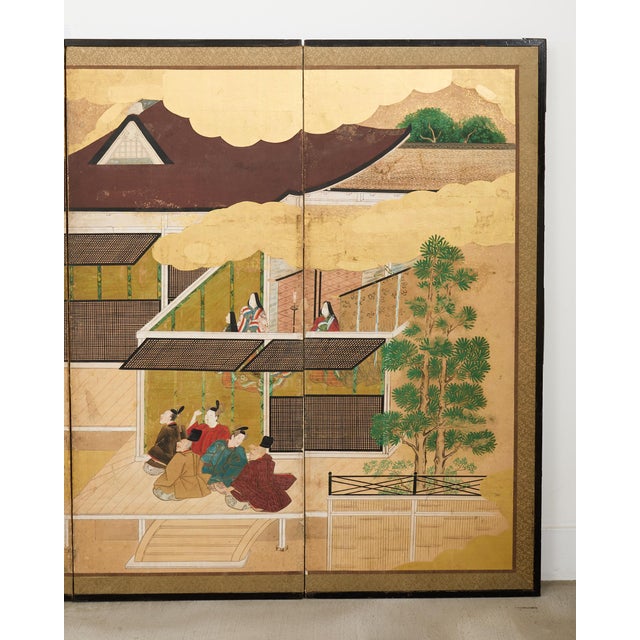 Pair Japanese Edo Six Panel Screens Legend of Minamoto For Sale - Image 12 of 18