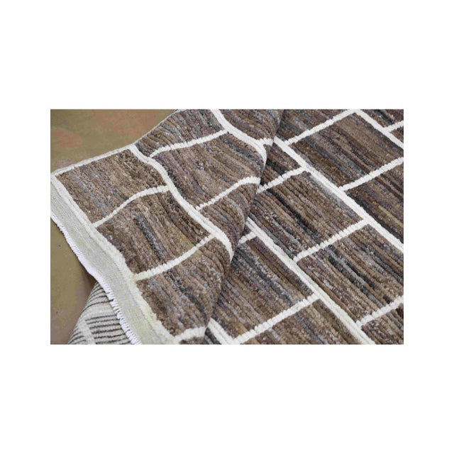 Textile Natural & Brown Hand Knotted Wool Rug For Sale - Image 7 of 7