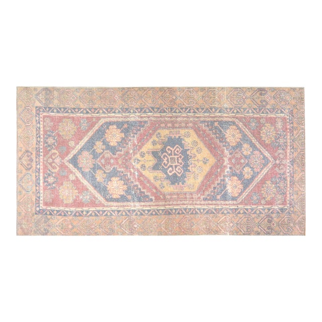 Vintage Turkish Anatolian Hand Knotted Wool Rug, 3'9x7'8'' For Sale