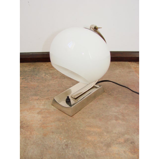 Modern Art Deco Lamp in Nickel-Plated Brass and Glass, 1940s For Sale - Image 3 of 9