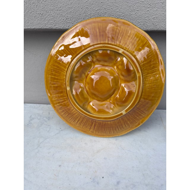 Vallauris Mid-Century Majolica Oak Leaves Oyster Plate Vallauris For Sale - Image 4 of 4