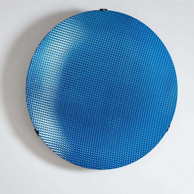 21st Century Large Concave Disc in Blue Glass by Roberto Giulio Rida, Italy For Sale - Image 4 of 18