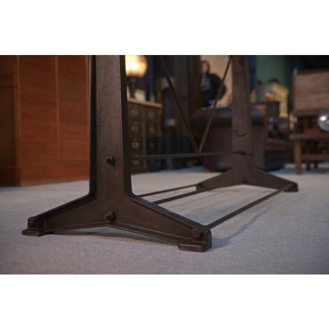 Industrial Console Table with Oak Top, 1950s For Sale - Image 10 of 12