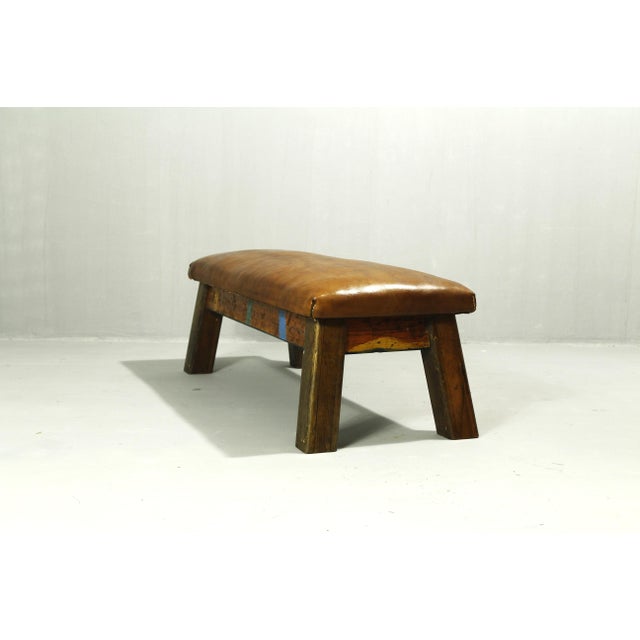 Mid-Century Modern Leather Gym Bench, 1950s For Sale - Image 3 of 10