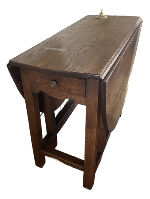 Antique 19th Century Gateleg Round Oak Wood Table