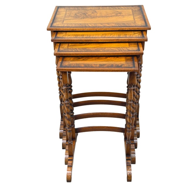Nesting Coffee Tables in Walnut, 1920, Set of 4 For Sale - Image 13 of 14