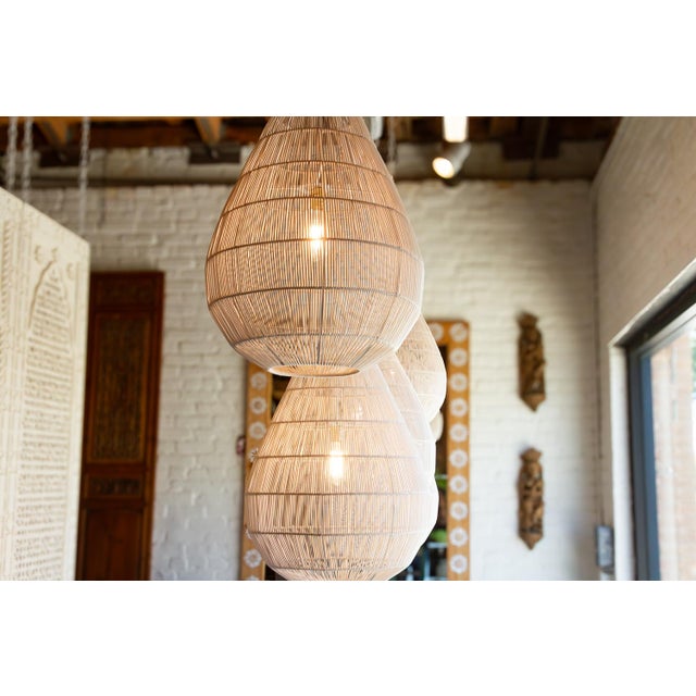 Luminous Metal Frame Tiered Laced Pendant Lantern For Sale - Image 9 of 15