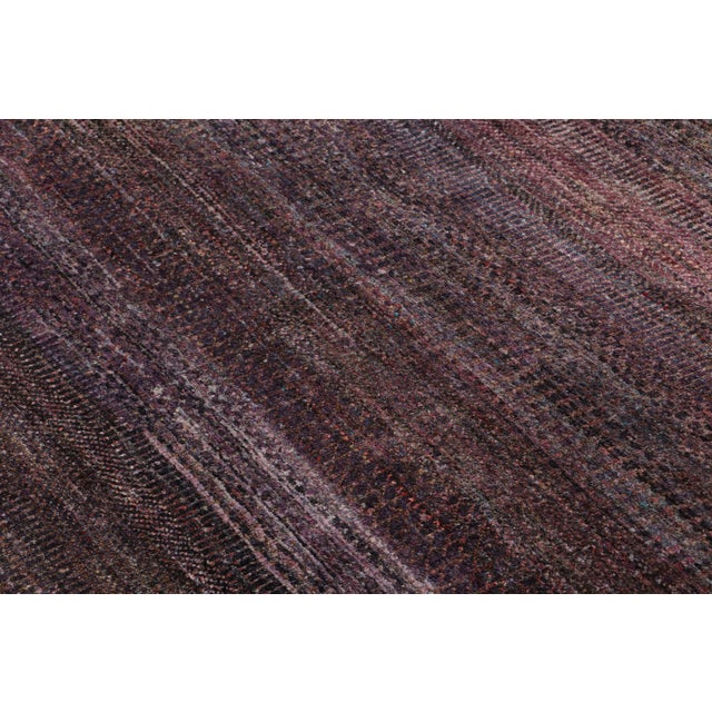 Rug & Kilim’s Modern Textural Rug in Purple Tones and Polychrome Striae For Sale In New York - Image 6 of 7