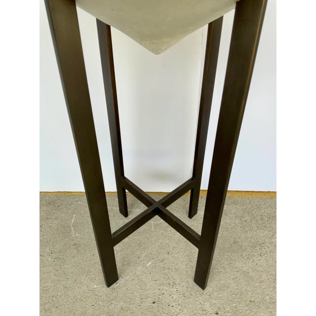 Original retail $1100, stylish Arteriors Modern Bronze Finished Ricestone Noel Accent Table, showroom floor sample,