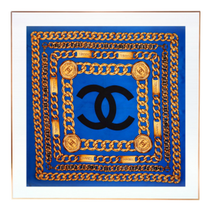 Framed Chanel Silk Scarf 1980s - Orange Gold Frame