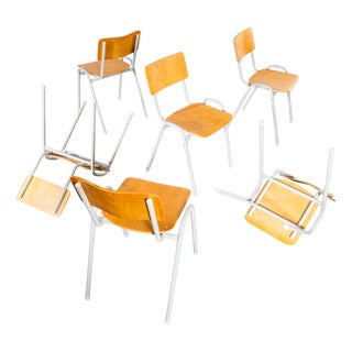 University Stacking Dining Chairs, 1970s, Set of 6 For Sale