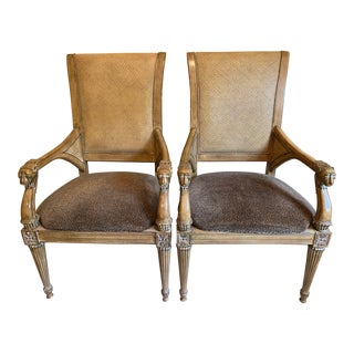 1990s Vintage Thomasville French Regency Lion Head Armchairs - a Pair For Sale