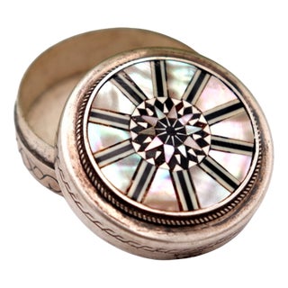 Silver Pill Box with Compass Rose For Sale