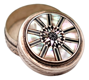Silver Pill Box with Compass Rose