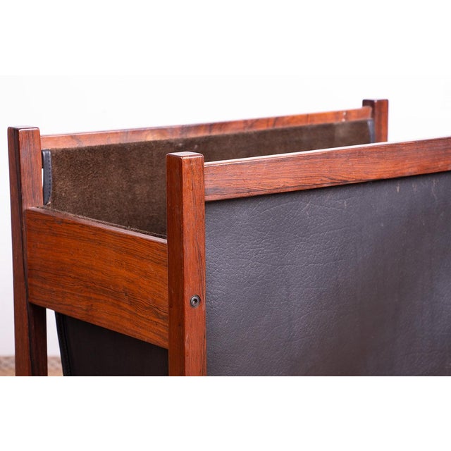 Danish Magazine Rack in Rosewood and Leather, 1960 For Sale - Image 10 of 13