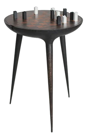 21st Century Trojan Chess Table & Set in Black
