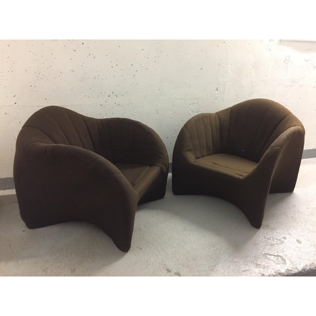 Pair of polyurethane armchairs circa 1970. To be restored.
