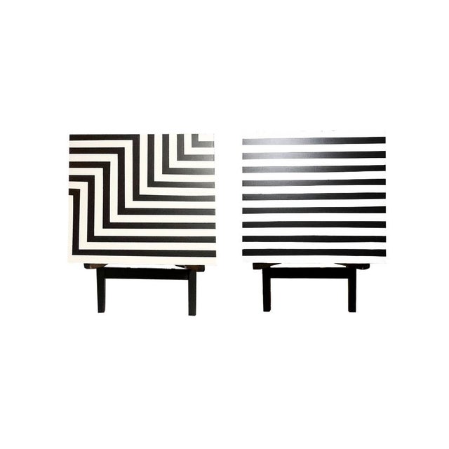 Black Vintage Sideboard with Op Art Painting, Poland, 1970 For Sale - Image 8 of 11