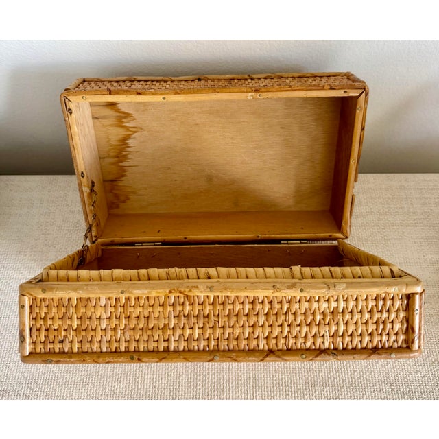Vintage Woven Rattan Lidded Box For Sale - Image 4 of 9