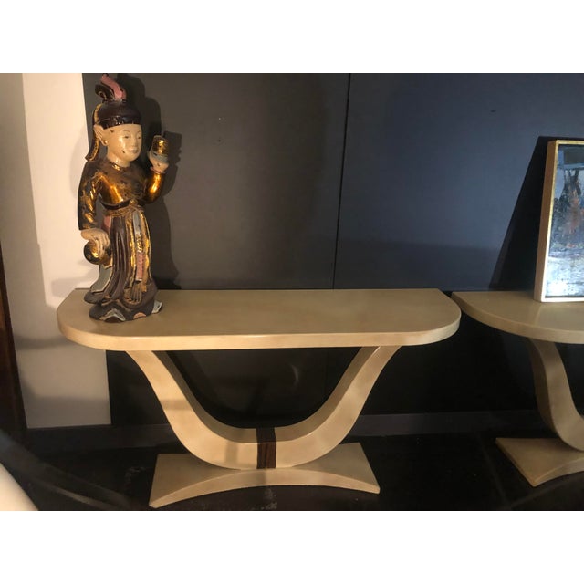 Wood Parchment Console Table in the style of Karl Springer, 1970s For Sale - Image 7 of 11