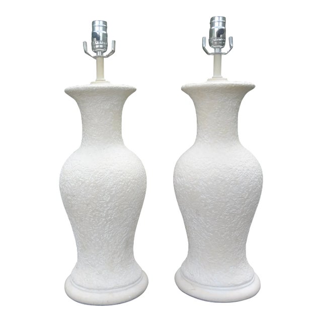 Pair of 1970s Hollywood Regency Plaster Lamps For Sale