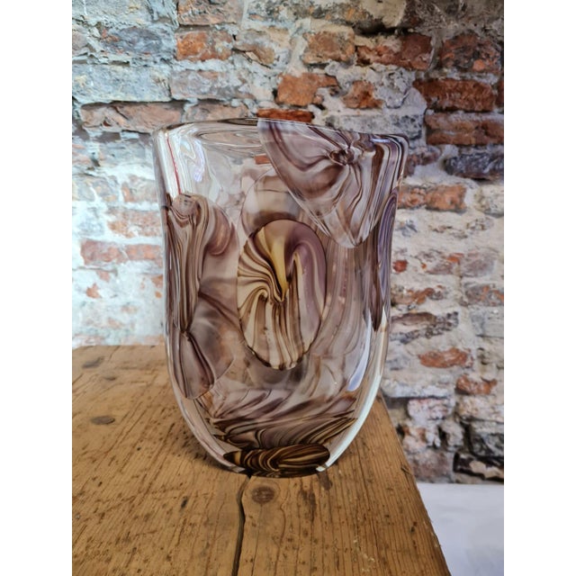 Contemporary Murano Sommerso Art Glass Vase, “Pavone” Crystal Technique, Sculptural Italian Design - Certified For Sale - Image 3 of 3