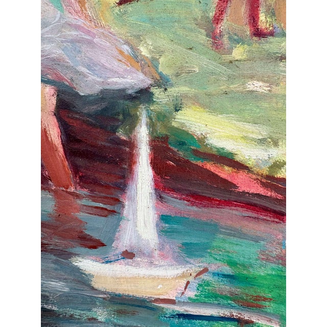 French Post-Impressionist School Artist, Figures on the River, Early 20th Century, Oil on Canvas For Sale - Image 9 of 12