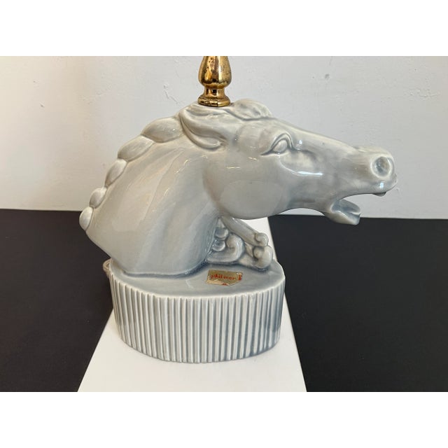 1950s Ceramic Roman Horse Head Lamp & Shade by Phil-Mar Lamps For Sale - Image 4 of 18
