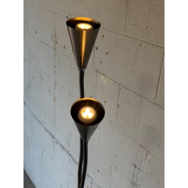 Steel Gooseneck Dual Shade Floor Lamp Mid-Century Modern 1970s For Sale - Image 9 of 10