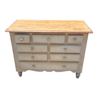 Vintage Painted Primitive Pine Chest With Natural Top For Sale