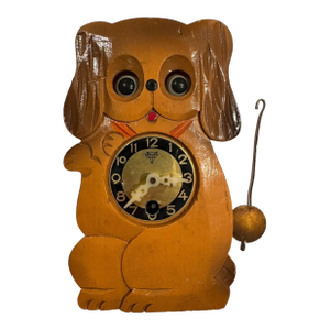 Vintage Mi-Ken Puppy Dog Clock With Moving Eyes
