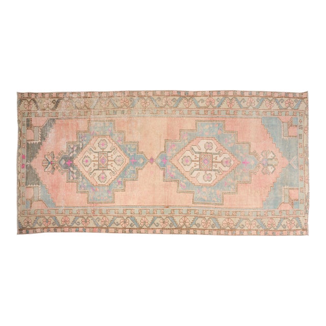 Bohemian Vintage Turkish Area Rug, Hand-Knotted Wool, Traditional Anatolian Motifs For Sale