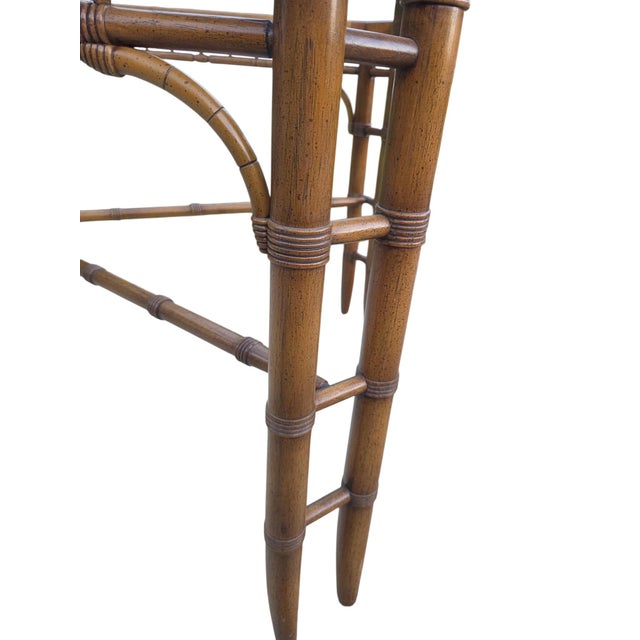 Petite Thomasville Vintage Faux Bamboo Glass Top Dining Table Hollywood Regency For Sale - Image 11 of 18