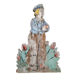 Rustic Garden Decor Painted Wood Dutch Boy Tulip Grandmillenial