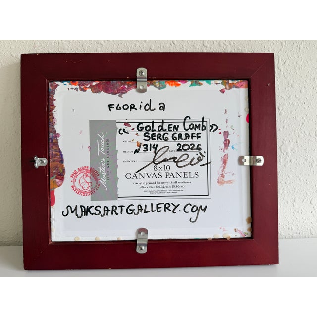 Serg Graff "Golden Comb" Abstract Acrylic Painting Framed Outsider Art Coa For Sale - Image 4 of 8