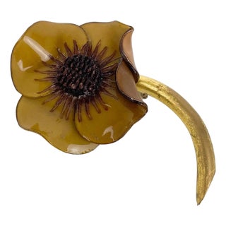Francoise Montague Resin Brooch Cocoa Brown Poppy Flower For Sale