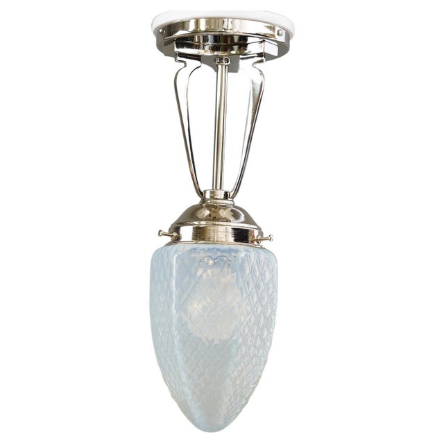 Art Deco Ceiling Lamp with Opaline Glass Shade, Vienna, 1920s For Sale - Image 12 of 12