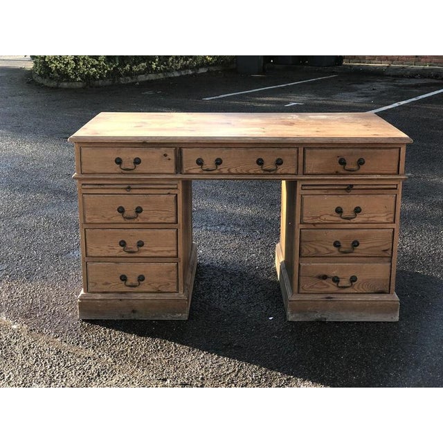 Large Pine Pedestal Desk For Sale - Image 6 of 12