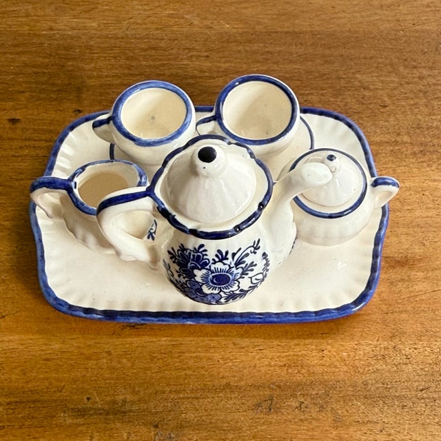 Rustic European 1970s Miniature Delft Style Teaset - 10 Pieces For Sale - Image 3 of 5