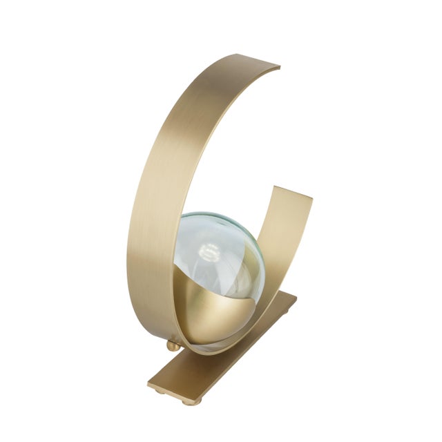 New "Waning/T" Handmade Sculpture Table Lamp With Bulb in Metal and Crystal For Sale - Image 6 of 8