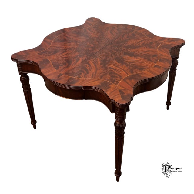 Late 20th Century Vintage Henredon Regency Style Flame Mahogany Scalloped Extension Dining Table For Sale - Image 5 of 12