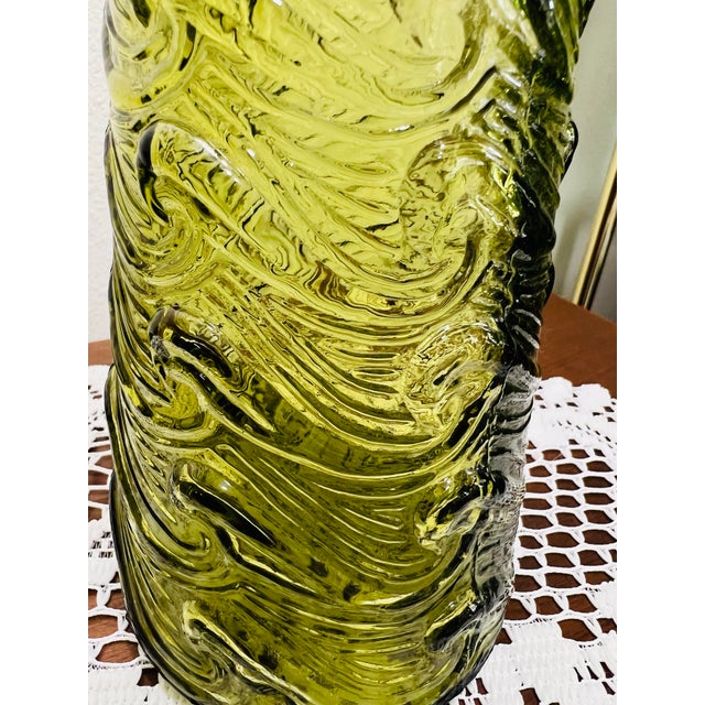 Vintage 1960s Wave Empoli Italy Decanter in Olive Green For Sale - Image 10 of 10