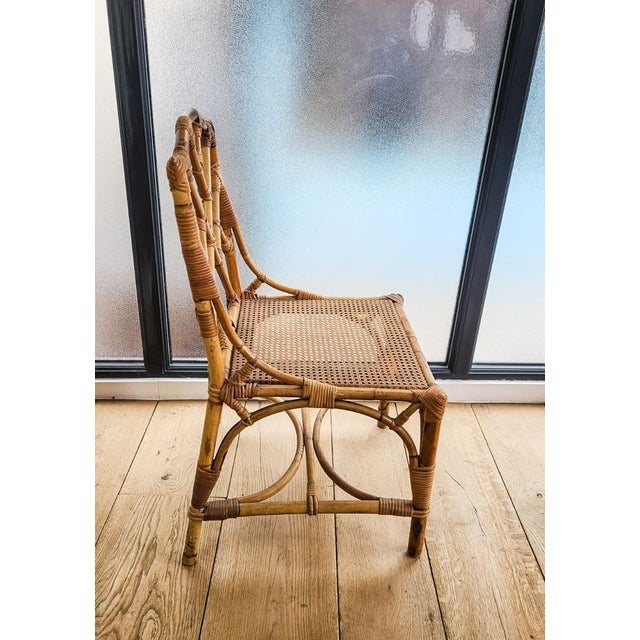 Dining Table and Rattan Chairs, Set of 5 For Sale - Image 3 of 18