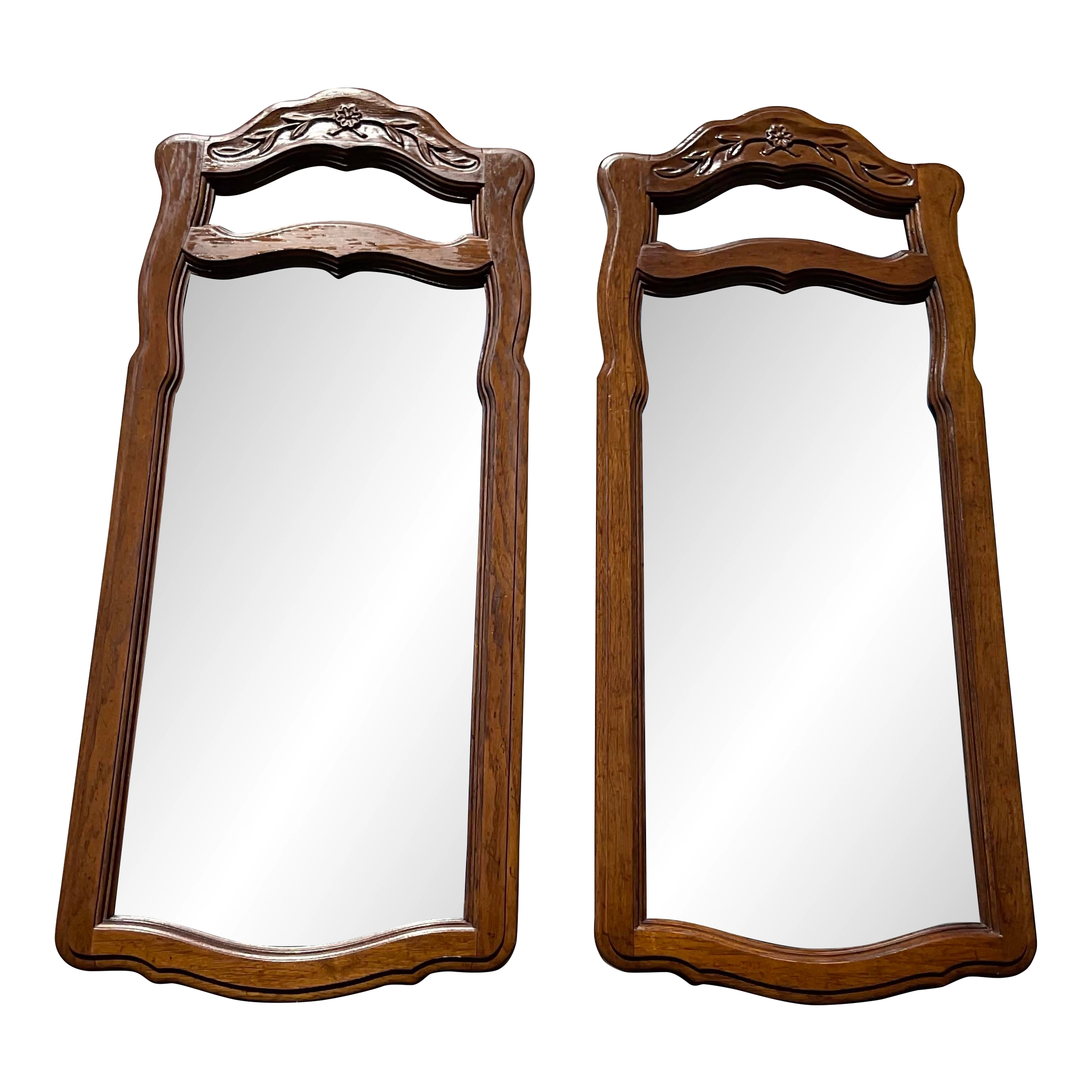 Pair of Vintage Drexel Heritage French Provincial Fruitwood Carved