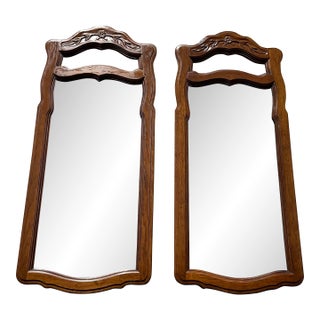 Pair of Vintage Drexel Heritage French Provincial Fruitwood Carved Mirrors, 1970s For Sale
