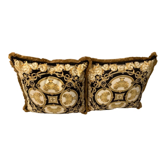 Lion and Urn Versace XL Pillows - a Pair For Sale