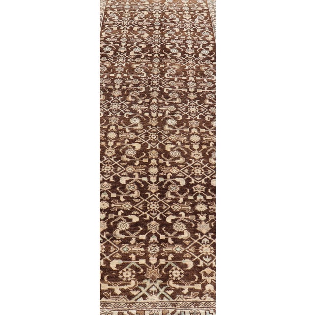 Vintage Persian Mahal Runner With All-Over Herati Design in Brown For Sale In Atlanta - Image 6 of 11