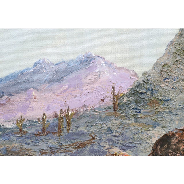 Mid 20th Century Desert Mountain Landscape in Oil on Canvas by Cecil C. Hunter For Sale - Image 5 of 8